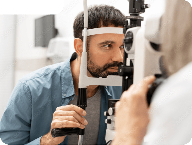 Eye specialist checking cataract condition